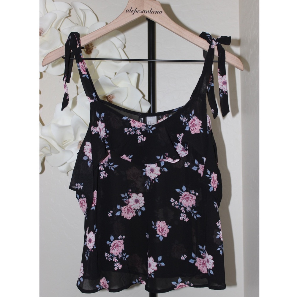 H&M Black Floral Top